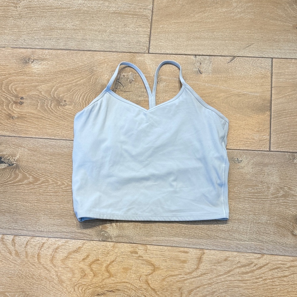 Athleta Pale Blue V-Neck Strappy Crop Tank